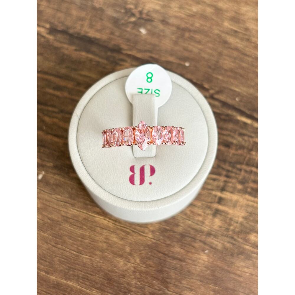 Bomb Party RBP5952 Stunning Radiance Rose Quartz Cubic Zirconia Rose Gold Sz 8